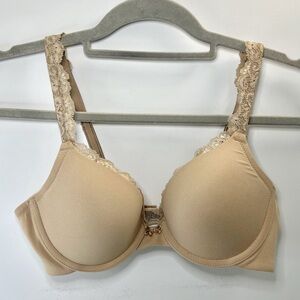 Soma Embraceable Push Up Lace Trim Neutral Tan Cream Bra 36A